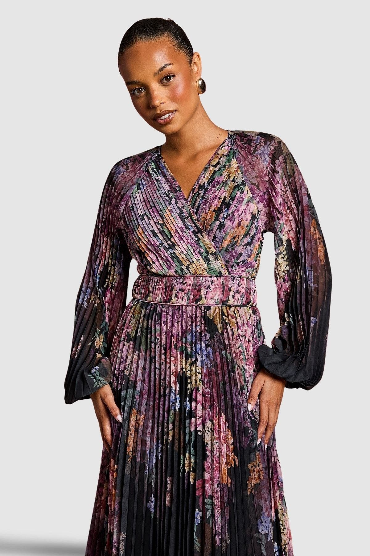 Petite Printed Pleated Wrap Dress - image 2
