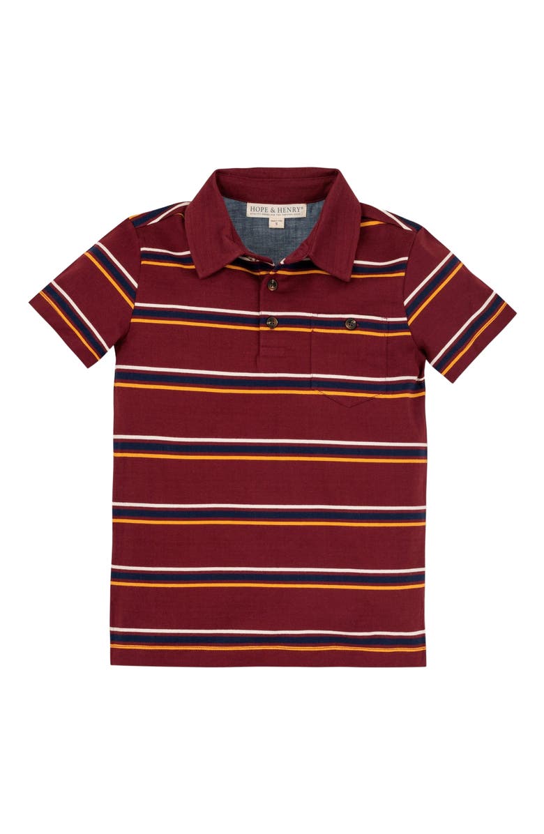 Hope & Henry Baby Boys' Organic Jersey Polo, Infant, Alternate, color, Oxblood Stripe