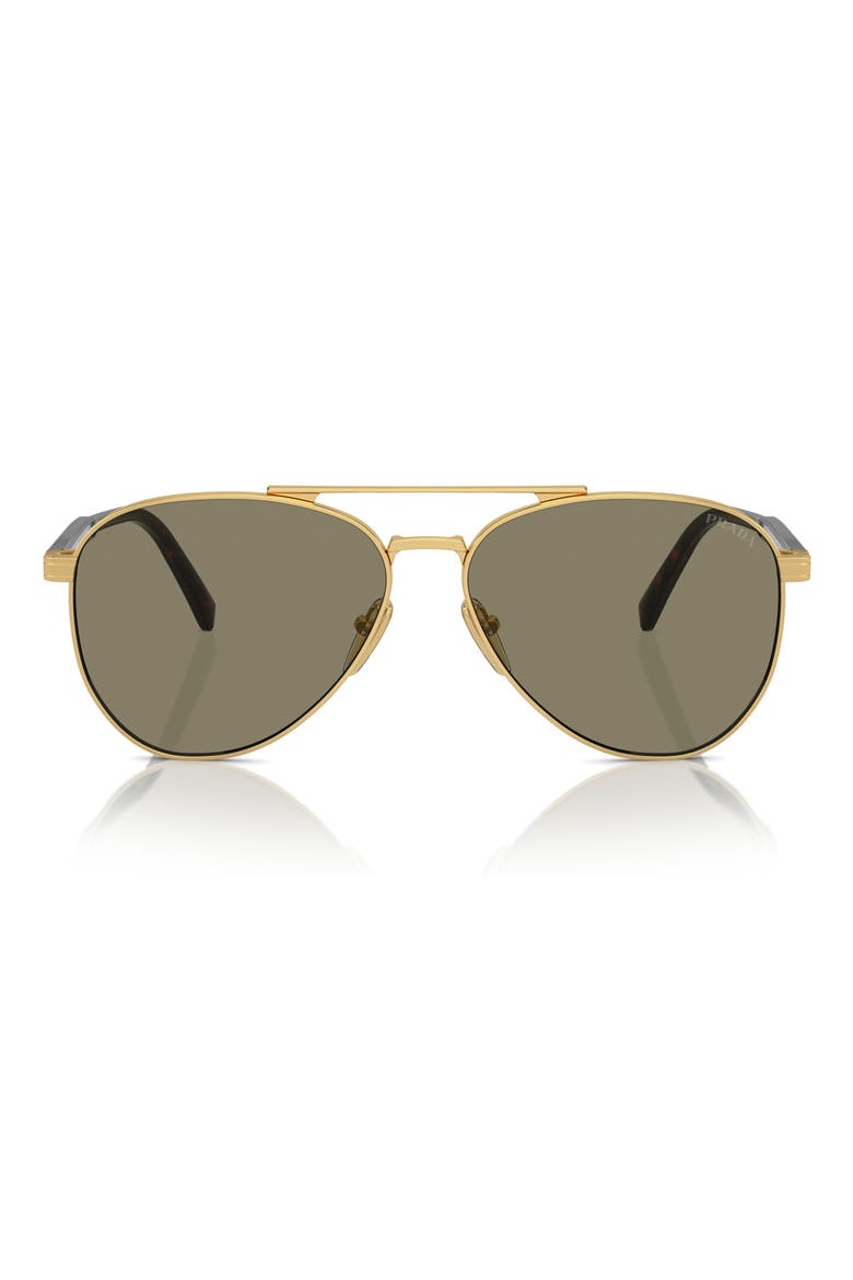 61mm Pilot Sunglasses, Alternate, color, LITE BROWN