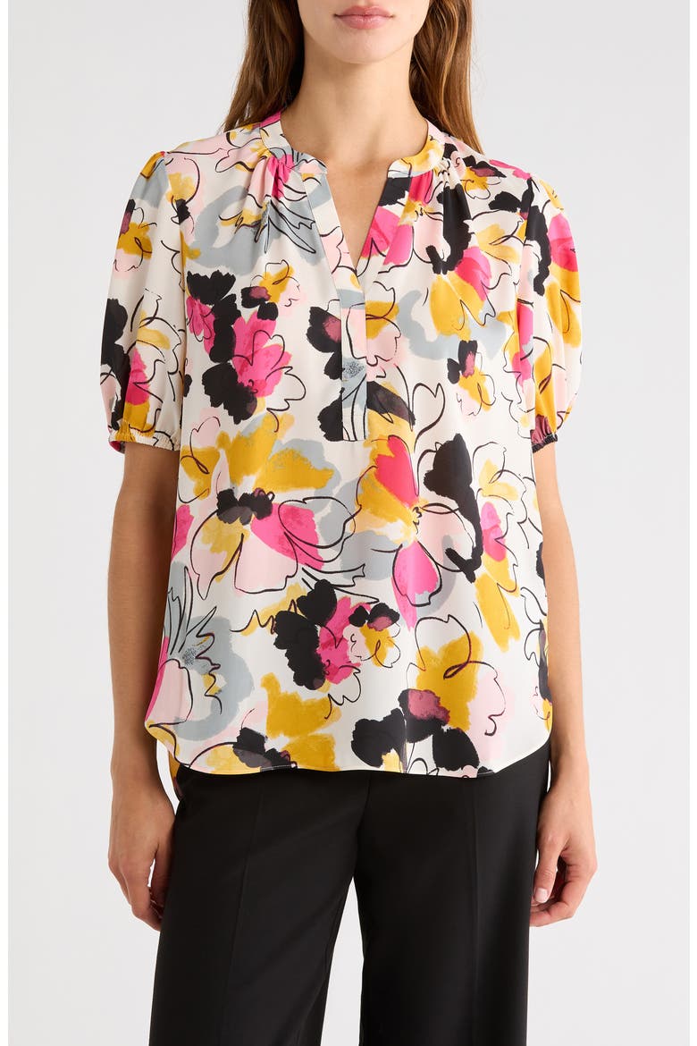 Puff Sleeve Popover Top, Main, color, FLORAL BALLET