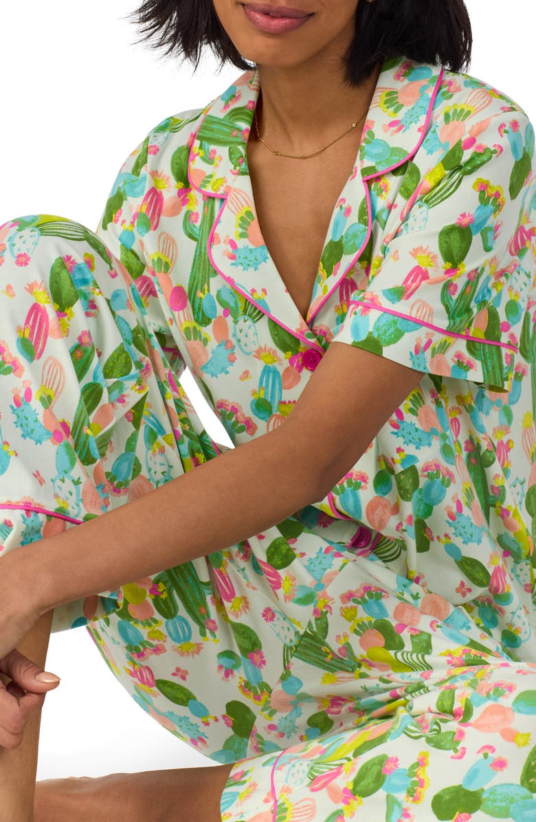 BedHead Pajamas Print Stretch Organic Cotton Jersey Crop Pajamas, Alternate, color,