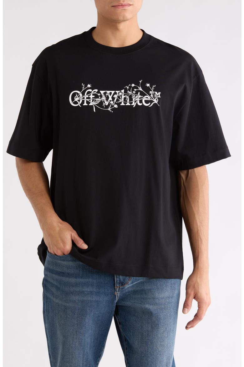 Bookish Flower Graphic T-Shirt, Main, color, BLACK-WHITE