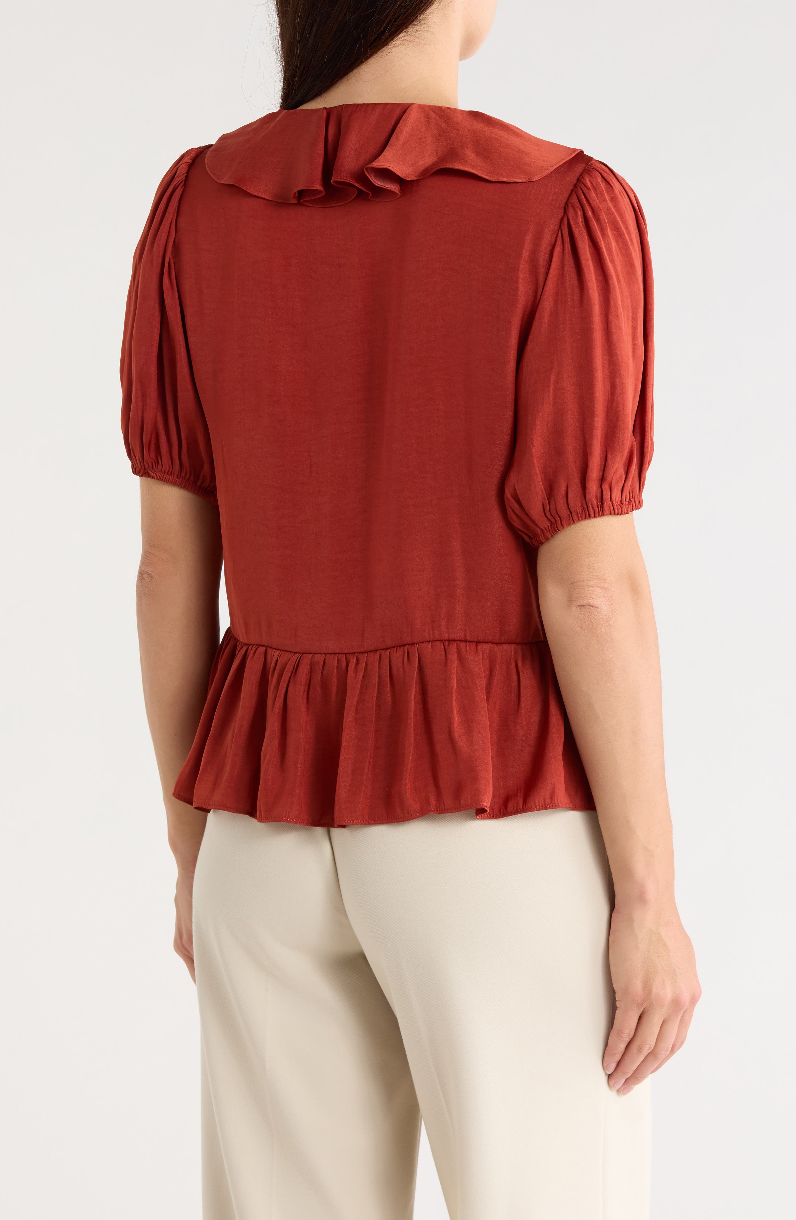 Puff Sleeve Ruffle Peplum Top (Women) | Nordstromrack