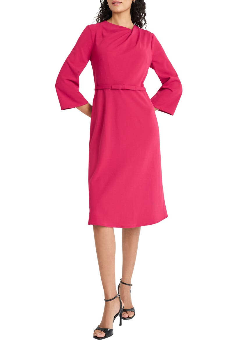 Maggy London Bow Twist Sheath Dress, Alternate, color, Sangria