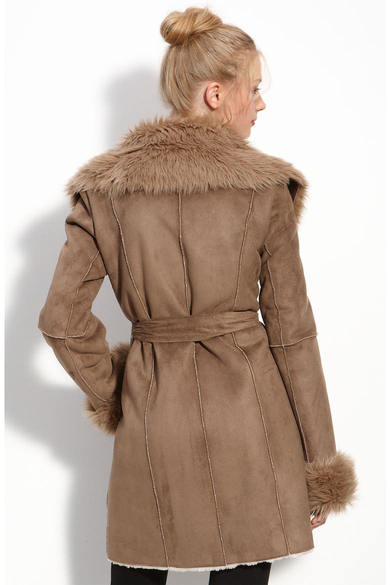 Faux Shearling Coat, Alternate, color, MUSHROOM