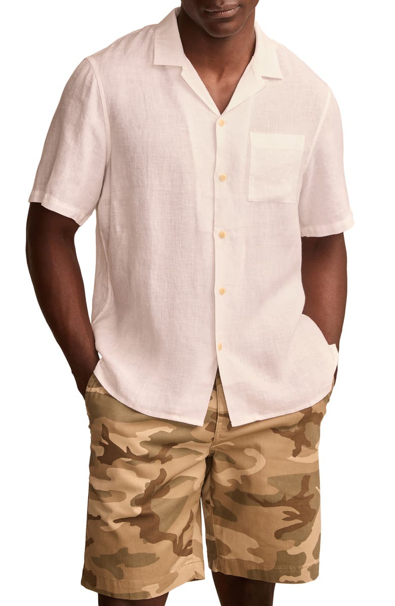 Lucky Brand Slub Linen Camp Shirt, Main, color, 