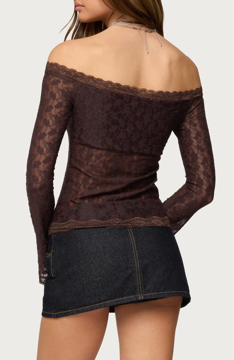 EDIKTED Off the Shoulder Sheer Lace Top, Alternate, color, 