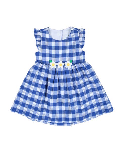 Plaid Seersucker Dress With Flowers (Toddler, Little Kid)