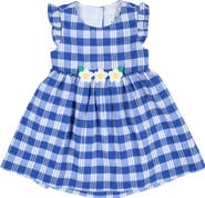 Florence Eiseman Plaid Seersucker Dress With Flowers