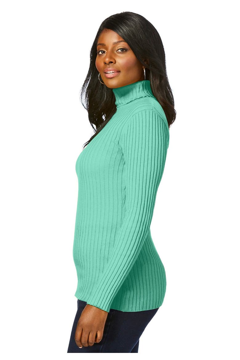 Ribbed Cotton Turtleneck Sweater, Alternate, color, PALE SEAFOAM