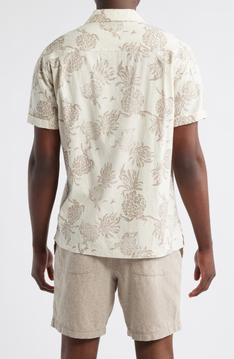 Rails Atlas Pineapple Print Linen Blend Camp Shirt, Alternate, color, Pineapple Block Ecru