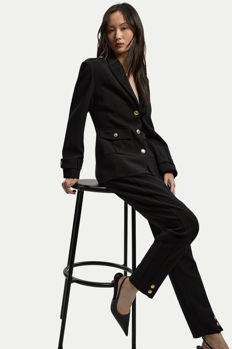 Military Straight Leg Trousers, Alternate, color, Black