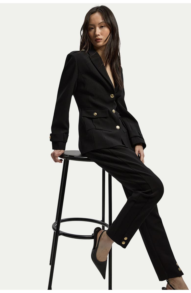 Karen Millen Military Straight Leg Trousers, Alternate, color, Black