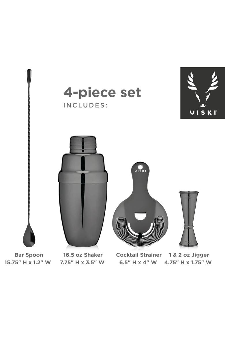 Warren 4-Piece Barware Set, Alternate, color, Black
