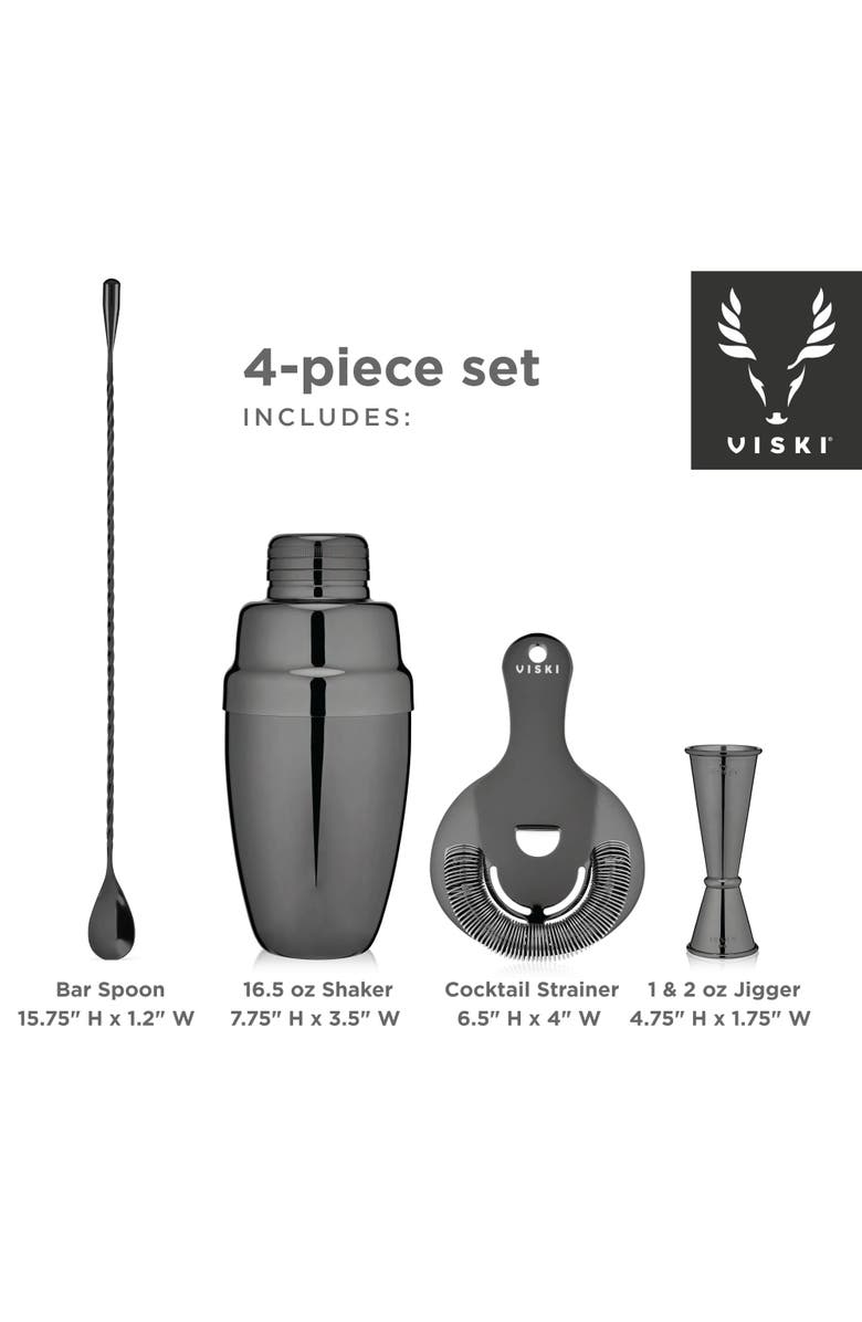 Viski Warren 4-Piece Barware Set, Alternate, color, Black