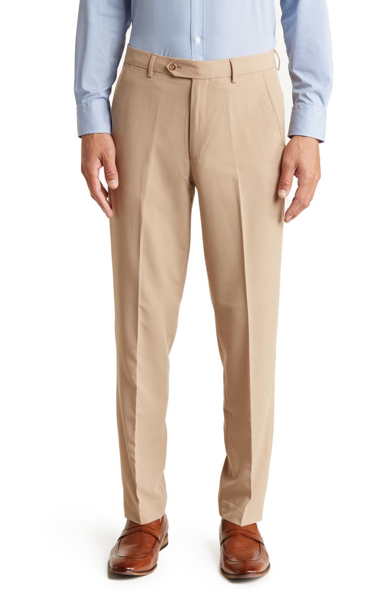 Nautica Flat Front Trousers, Main, color, Camel