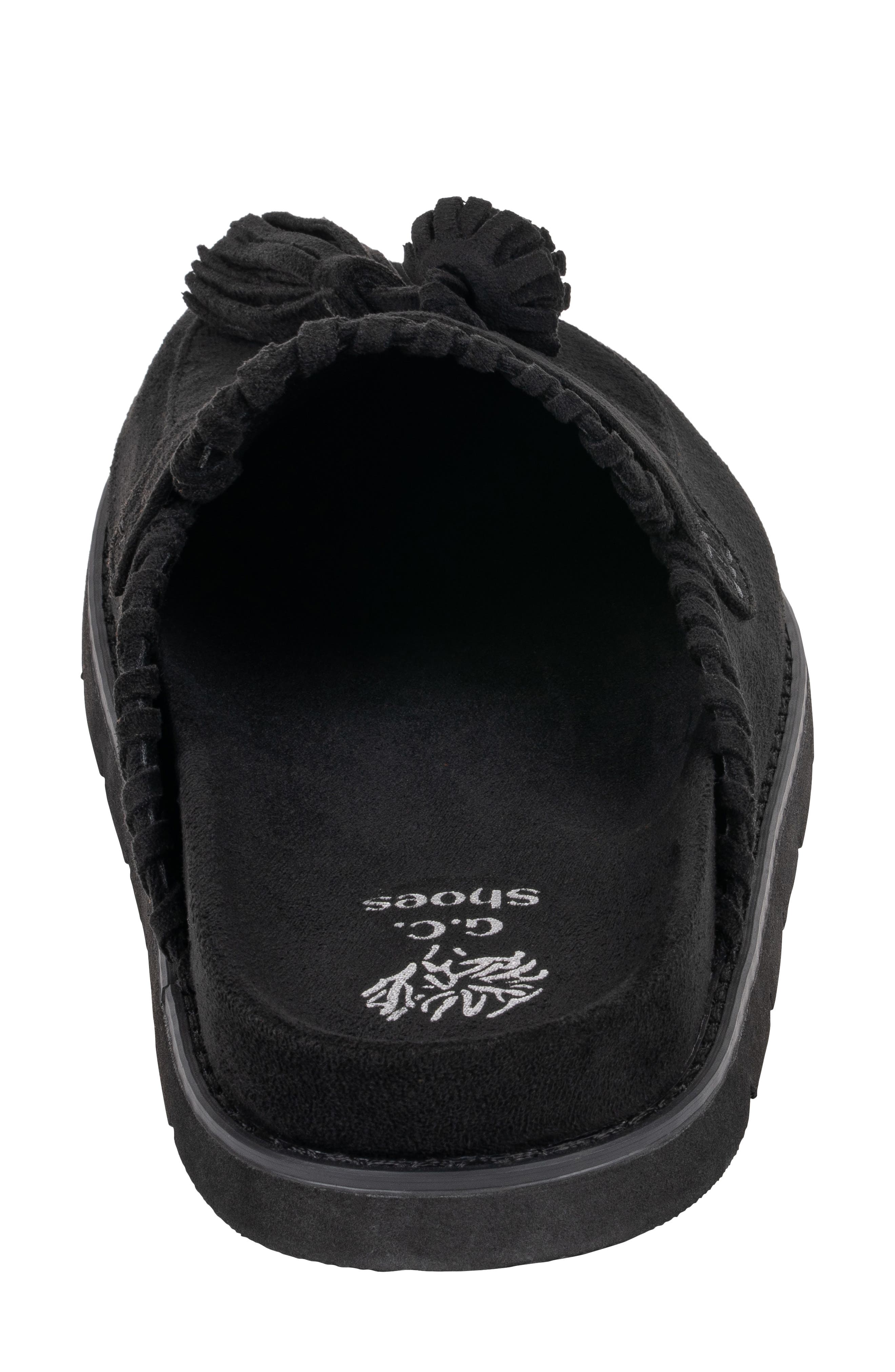 Lenox Faux Suede Tassel Clog, Alternate, color, BLACK