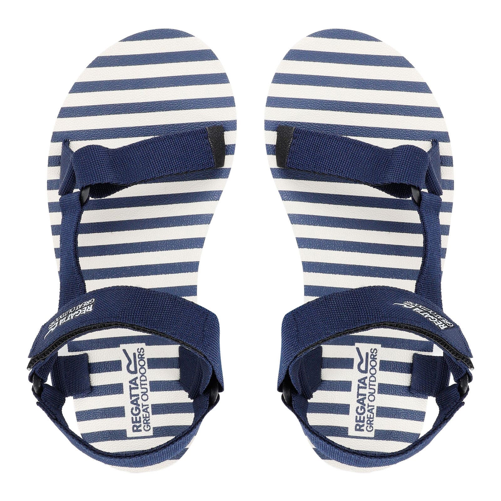 Lady Vendeavour Striped Sandals, Alternate, color, Navy and Navy