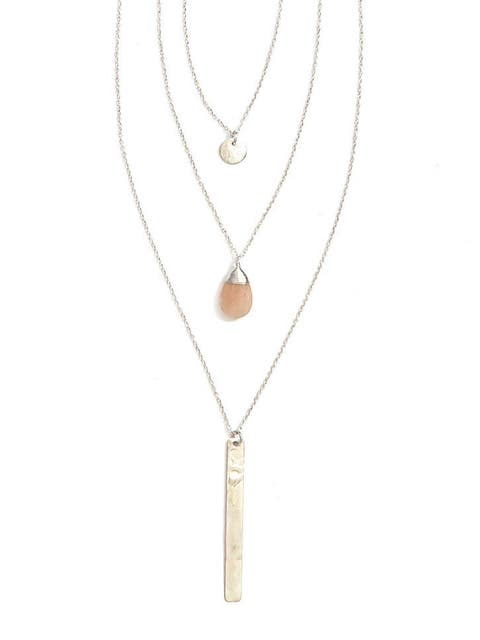 Triple Strand Multi-Way Pendant Necklace - Silver