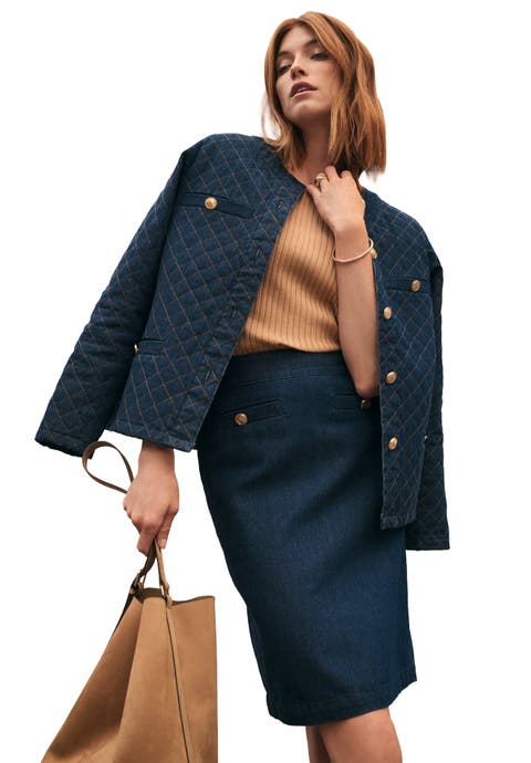 Classic Cotton Denim Short Skirt (Plus Available)