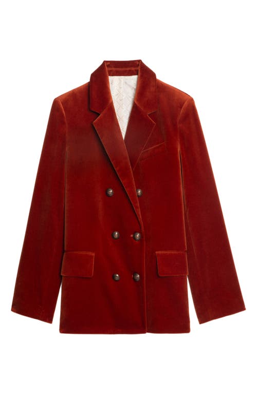 Zadig & Voltaire Vaska Double Breasted Velvet Blazer In Red