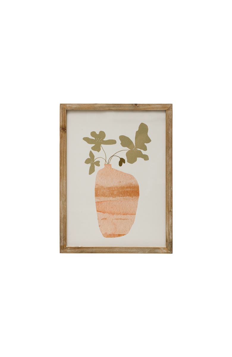 Storied Home Scandinavian Wood Framed Flowers in Vase Wall Art with Glass Cover, Main, color, Yellow