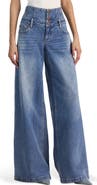 Alice + Olivia Corset Waist Wide Leg Jeans