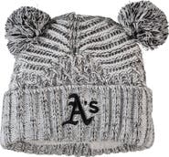 New Era Women's New Era Gray Oakland Athletics Dual Cuffed Knit Hat with Poms