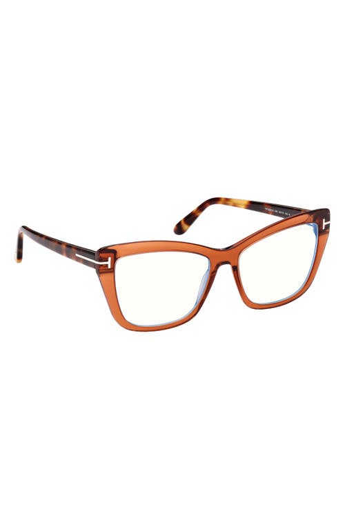 Tom Ford 55mm Cat Eye Blue Light Blocking Optical Glasses In Blue