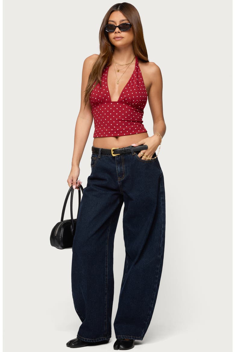 Blaire Polka Dot Halter Top, Alternate, color, BURGUNDY-AND-WHITE