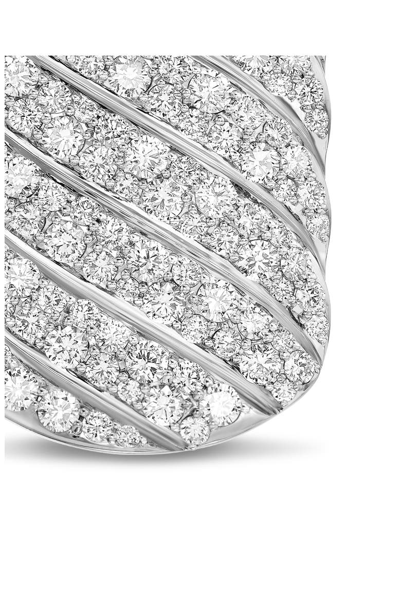 Sculpted Cable Tag in Sterling Silver with Diamonds, 35mm, Alternate, color, STERLING SILVER