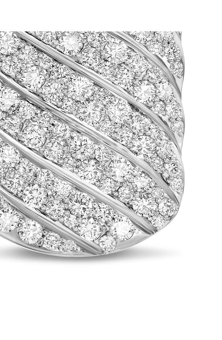 David Yurman Sculpted Cable Tag in Sterling Silver with Diamonds, 35mm, Alternate, color, Sterling Silver