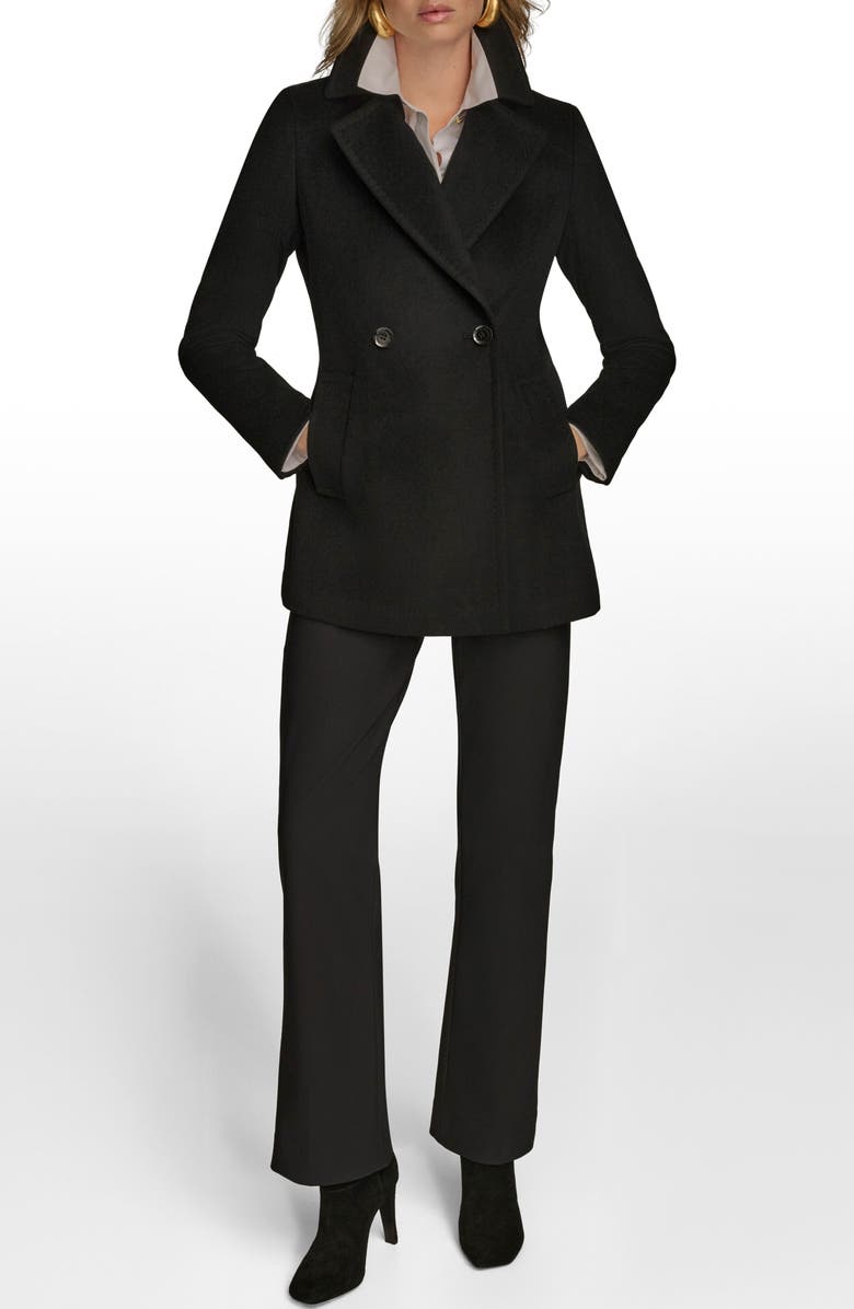 Donna Karan New York Double Breasted Blazer Coat, Alternate, color, Black