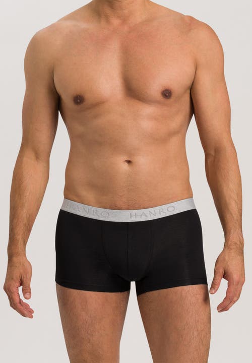 Hanro Cotton Essentials 2-pack Cotton Boxer Briefs In Black