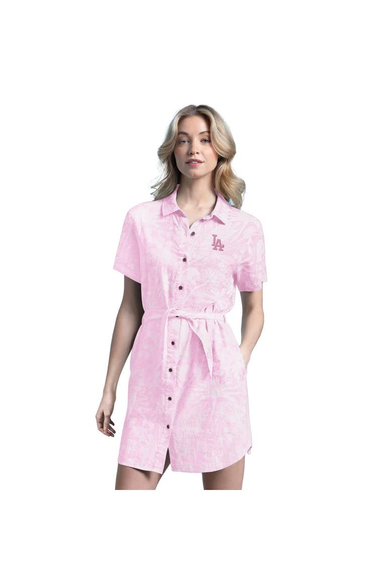Women's Margaritaville  Pink Los Angeles Dodgers Palm Linen Dress, Alternate, color, Pink