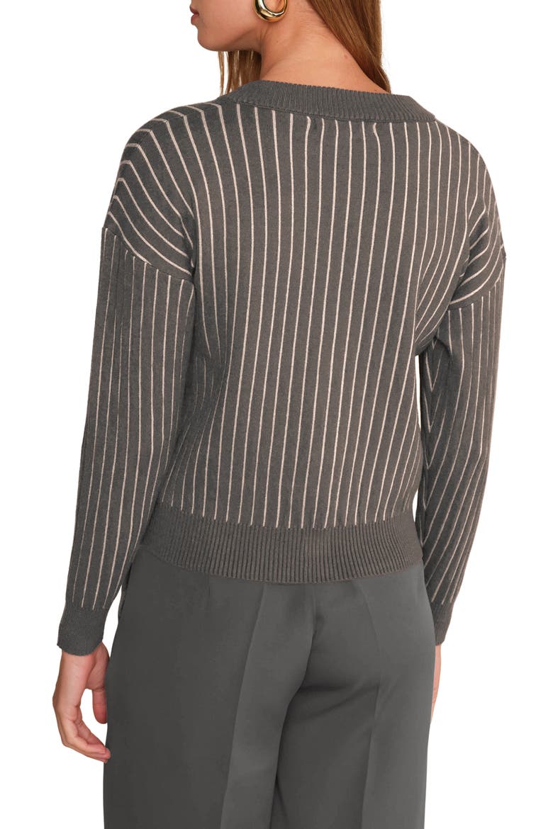 Moe Stripe Cardigan, Alternate, color, GREY MELANGE WITH ECRU