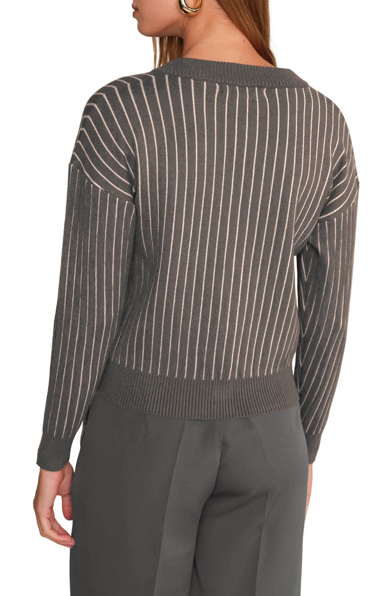 DELUC Moe Stripe Cardigan, Alternate, color, Grey Melange With Ecru