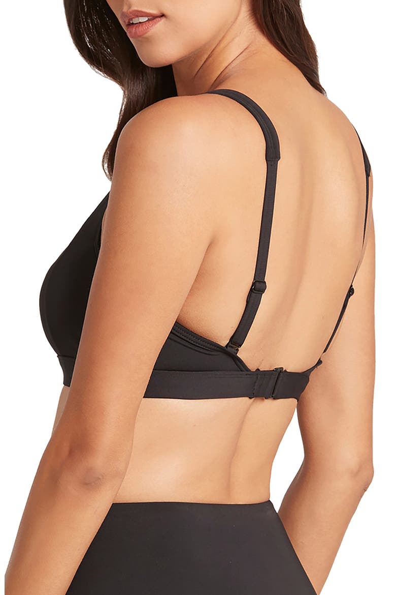 Square Neck Bralette Bikini Top, Alternate, color, BLACK