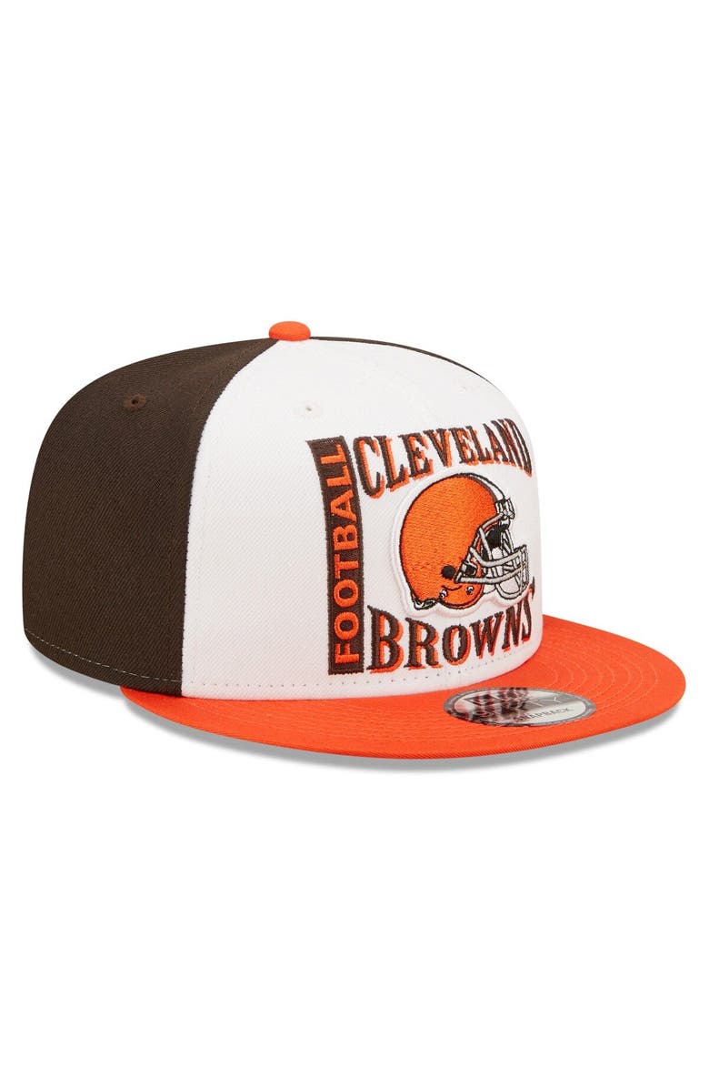 New Era Men's New Era White/Orange Cleveland Browns  Retro Sport 9FIFTY Snapback Hat, Alternate, color, 