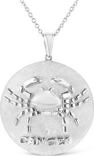 Haus of Brilliance Silver Diamond Accent Cancer Zodiac Design Pendant Necklace Medallion