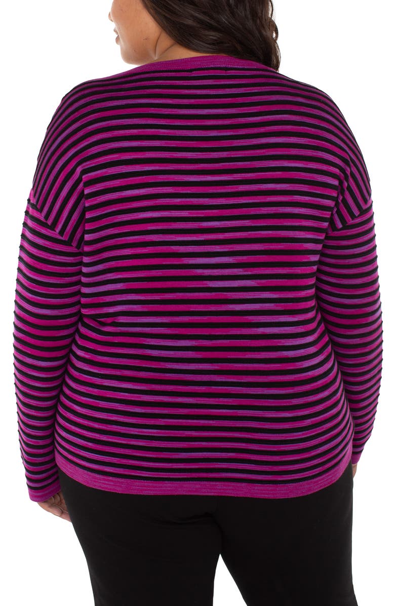 Liverpool Los Angeles Stripe Sweater, Alternate, color, Fuchsia Stripe