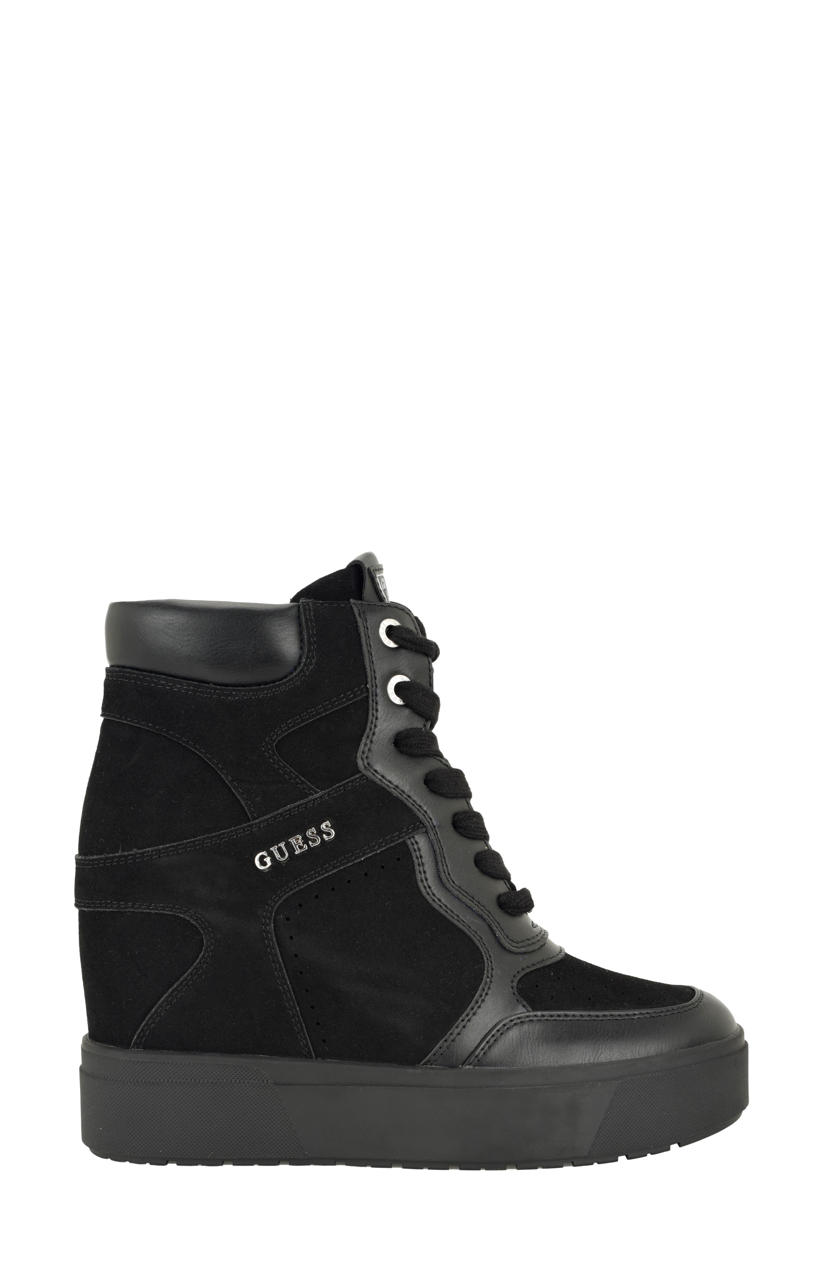 Guilley Wedge Sneaker, Alternate, color, BLACK