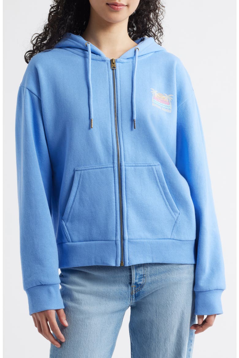Aloha Zip-Up Fleece Hoodie, Alternate, color, CORNFLOWER BLUE HAW