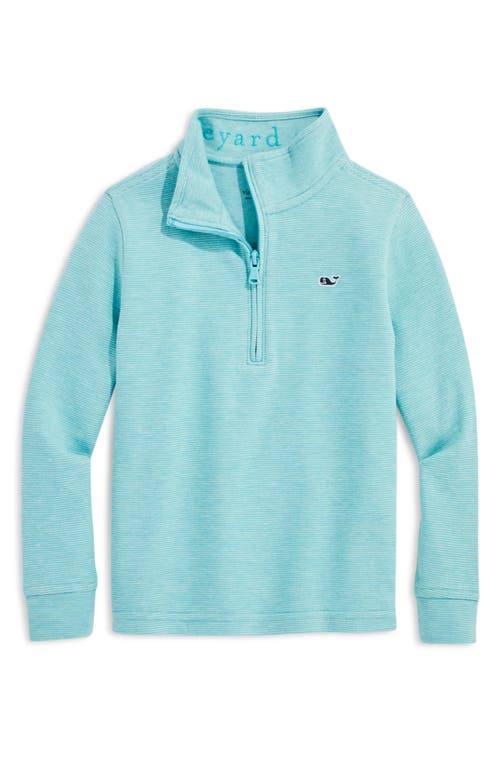Vineyard Vines Kids' Saltwater Stripe Quarter Zip Sweatshirt In Blue
