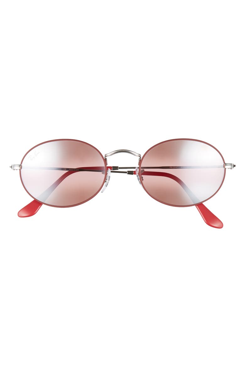 54mm Round Sunglasses, Alternate, color, SILVER/ RED MIRROR