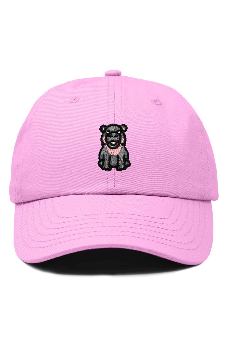 Hippo Embroidered Adjustable Hat, Main, color, Light Pink