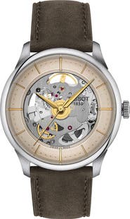 Tissot Chemin des Tourelles Leather Strap Watch, 39mm