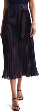 Reiss Anya Pleat Belted Midi Skirt