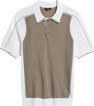 Reiss Claremont Colorblock Pointelle Trim Polo