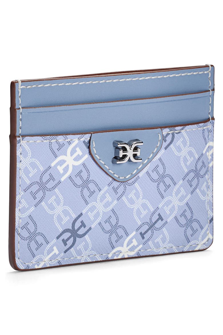 Harper Monogram Faux Leather Card Case, Alternate, color, POWDER BLUE